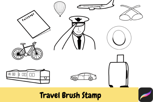 Download Travel Procreate Brush Stamps IPAD - Brush stamp Collection