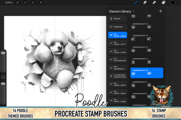 Download Poodle Procreate Brush Stamps - Brush stamp Collection