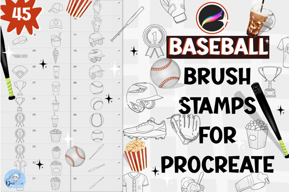 Download 45 Baseball Brush Stamp for Procreate - Brush stamp Collection