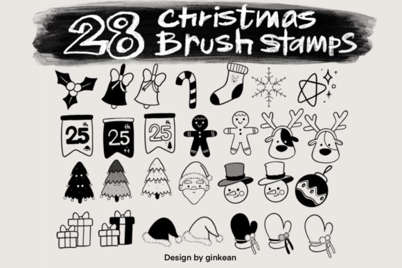 Download 28 Christmas Brush Stamp for Procreate - Brush stamp Collection