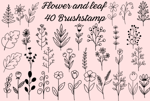 Download Flower and Leaf Brush Stamp - Brush stamp Collection