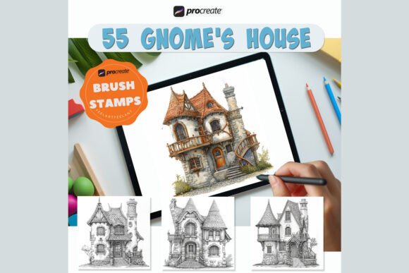 Download 55 Gnome's House Procreate Brush Stamps - Brush stamp Collection