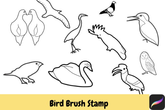 Download Bird Animal Hand Drawn Brush Stamps IPAD - Brush stamp Collection