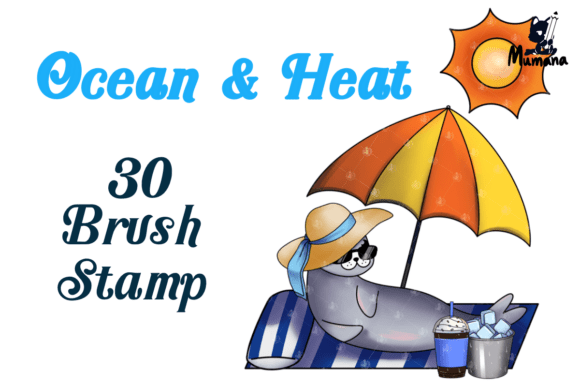 Download 30 Ocean &amp; Hot Weather Brush Stamps - Brush stamp Collection