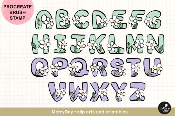 Download ABC Procreate Brush Stamp Flower Design - Brush stamp Collection