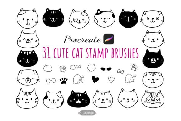 Download Cute Cat Stamp Procreate, 31 Cat Stamp - Stamp procreate Collection