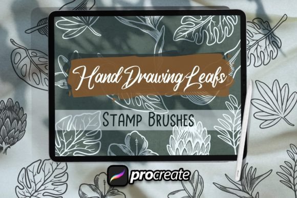 Download Hand Drawing Leaf Brush Stamp - Brush stamp Collection