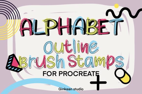 Download Alphabet Procreate Outline Brush Stamp - Brush stamp Collection