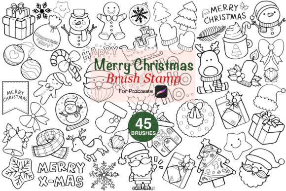 Download Christmas Brush Stamp for Procreate - Brush stamp Collection
