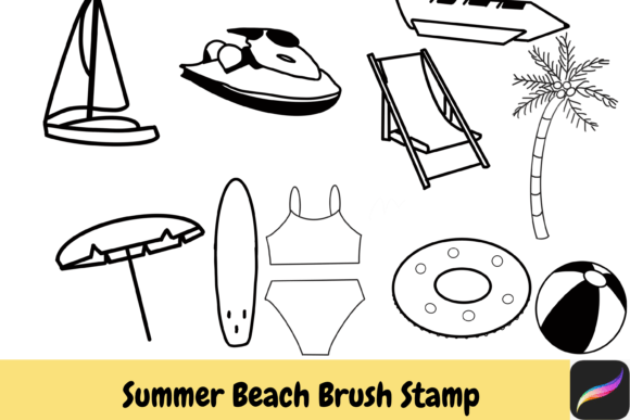 Download Beach Summer Procreate Brush Stamps IPAD - Brush stamp Collection
