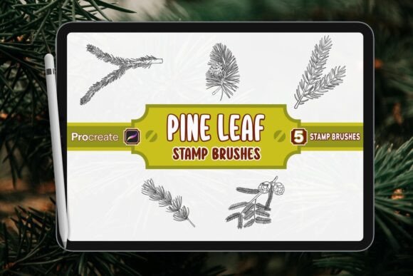 Download Pine Leaf Brush Stamp Set for Procreate - Brush stamp Collection