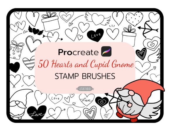 Download Procreate Valentine Heart Stamp Brushes - Heart stamp Collection