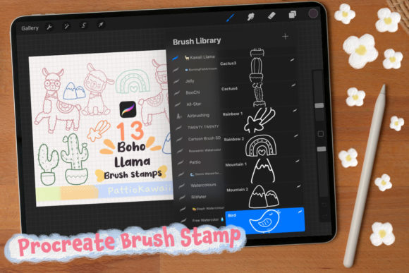 Download Procreate Brush Stamps Cute Llama Cactus - Brush stamp Collection