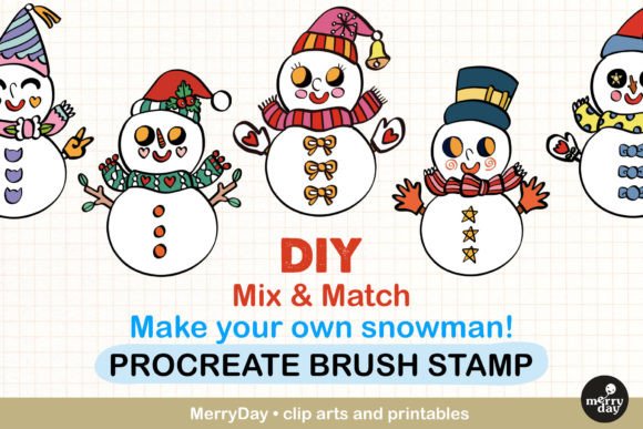 Download Snowman DIY Procreate Brush Stamp - Brush stamp Collection