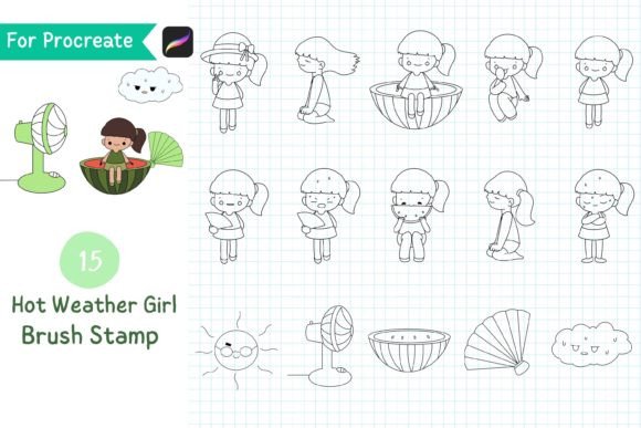 Download Procreate Brush Stamp Hot Weather Girl - Brush stamp Collection