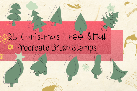 Download Procreate Brush Stamp Christmas Tree&amp;Hat - Brush stamp Collection