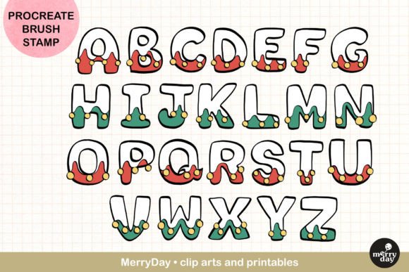 Download ABC Procreate Brush Stamp Xmas Theme - Brush stamp Collection